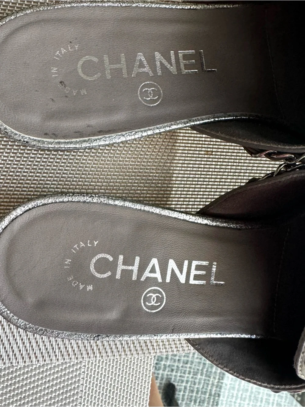 CHANEL Interlocking CC Logo Mules Flats Loafers